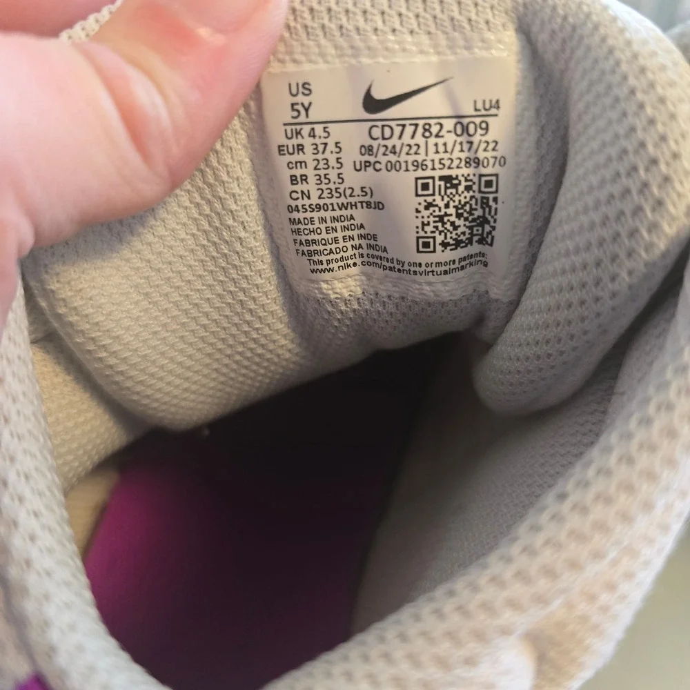 Nike‎ Court Borough Mid 2 White Grey Purple GS Sneakers CD7782-009 Size 5Y